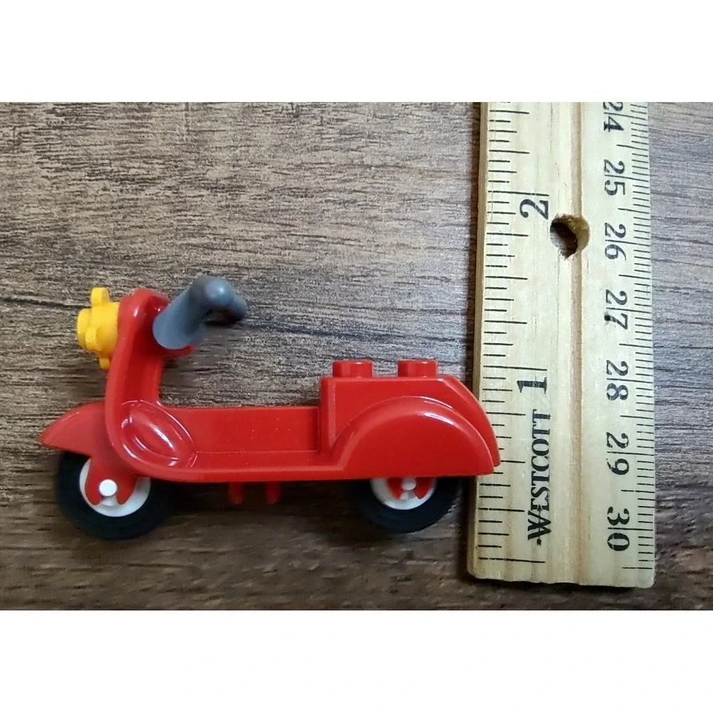 LEGO Red Scooter Motorcycle Vespa Moped w/ Gray Handlebars City Town Vehicle